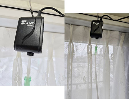 カーテンレールに吊り下げて